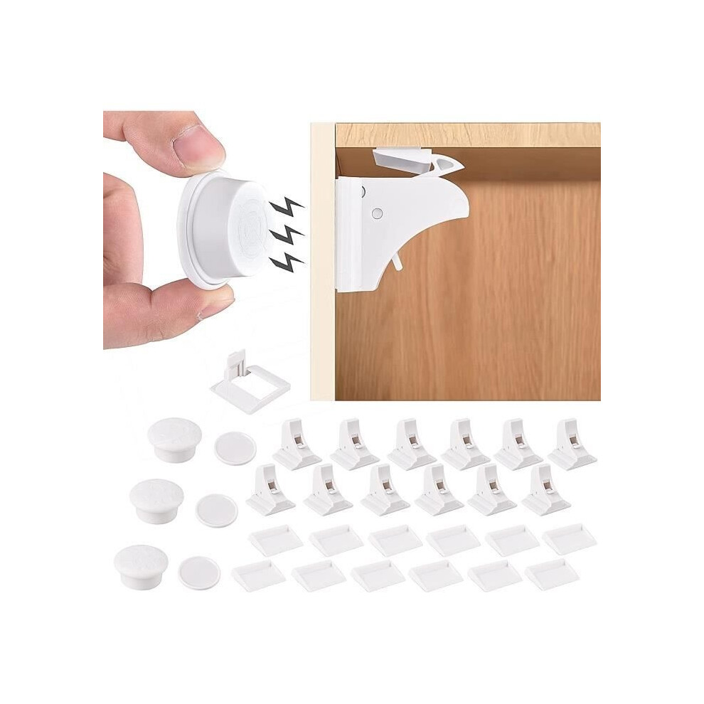 Baby Closet Safety Lock, 12 Locks + 3 Keys, Child Safety Closet, Baby Safety Door Lock, Baby Door Stopper, Drawer Safety Lock Aihontai