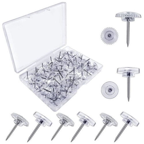 Transparent Push Pins - Unspecified - 16 mm - 100 Pcs - Plastic and Steel - Effective Fixing
