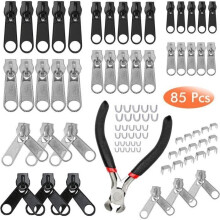 Zipper Repair Kit - 85 Pieces - 3 Sizes - Accessories Included - Pliers Included