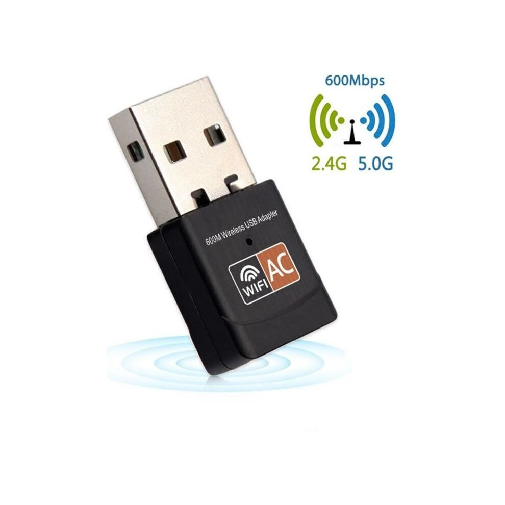 Photos - Other for Computer Generic USB Wi-Fi Adapter - 600 Mbps - Dual Band 2.4G/5G - Black