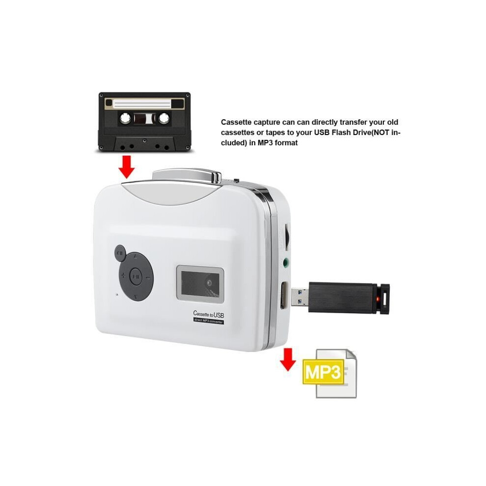 Tbest Cassette To Mp3 Portable Cassette Player With Usb Flash Drive For Audio Capture, Cassette Sound Recording 9149891715899