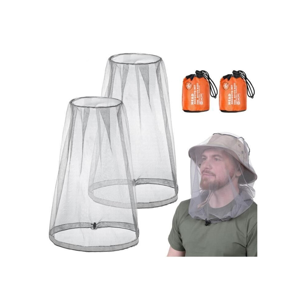 2-Pack Mosquito Net Head Cover, Anti-Mosquito Head Net With Carrying Bag, Insect Protection Mosquito Net, Grey 9149891708242