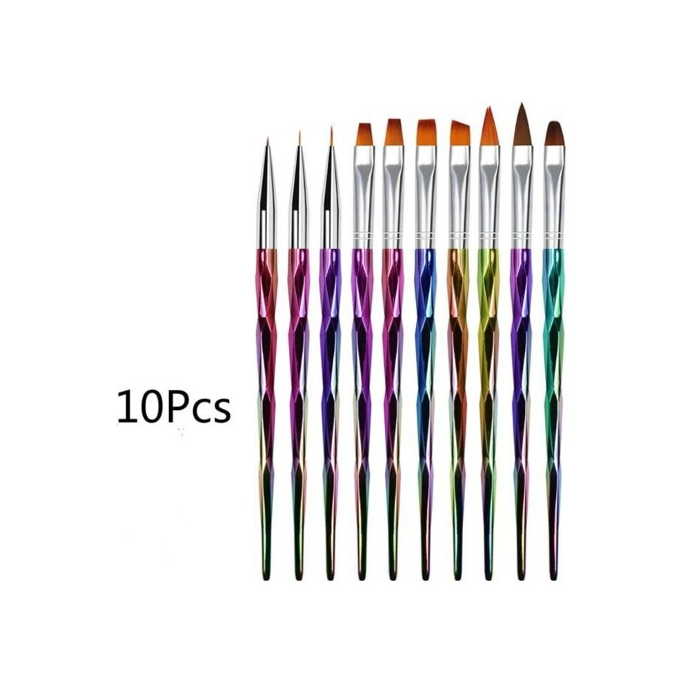 Aihontai Nail Brushes - 10Pcs - Uv Gel Kit - Nail Art Tools - Fine Drawing