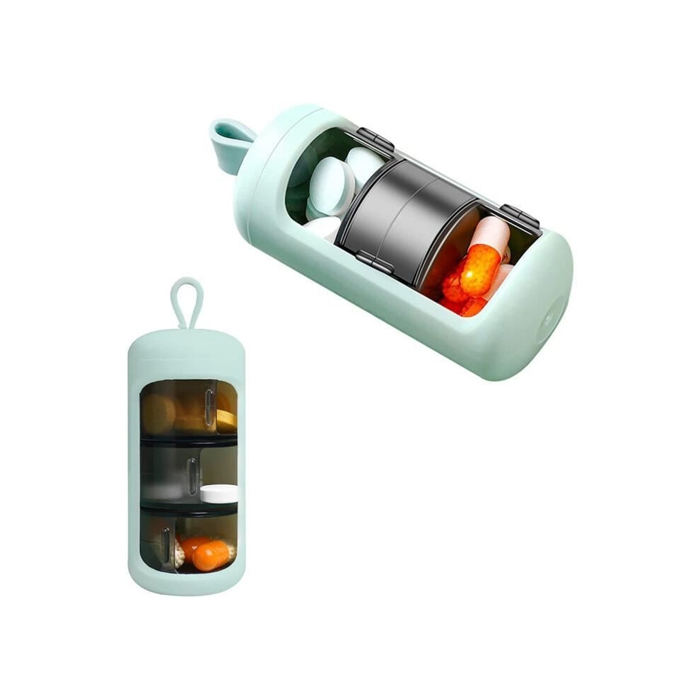 Aihontai Light Pill Box, 7-Day 3-Compartment Pill Organizer, Mini Portable -Resistant 3-Time-A-Day Pill Box