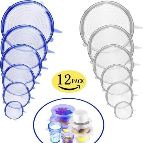 Silicone Lids - 12 Pieces - Stretchable - BPA Free - Multi-Diameter