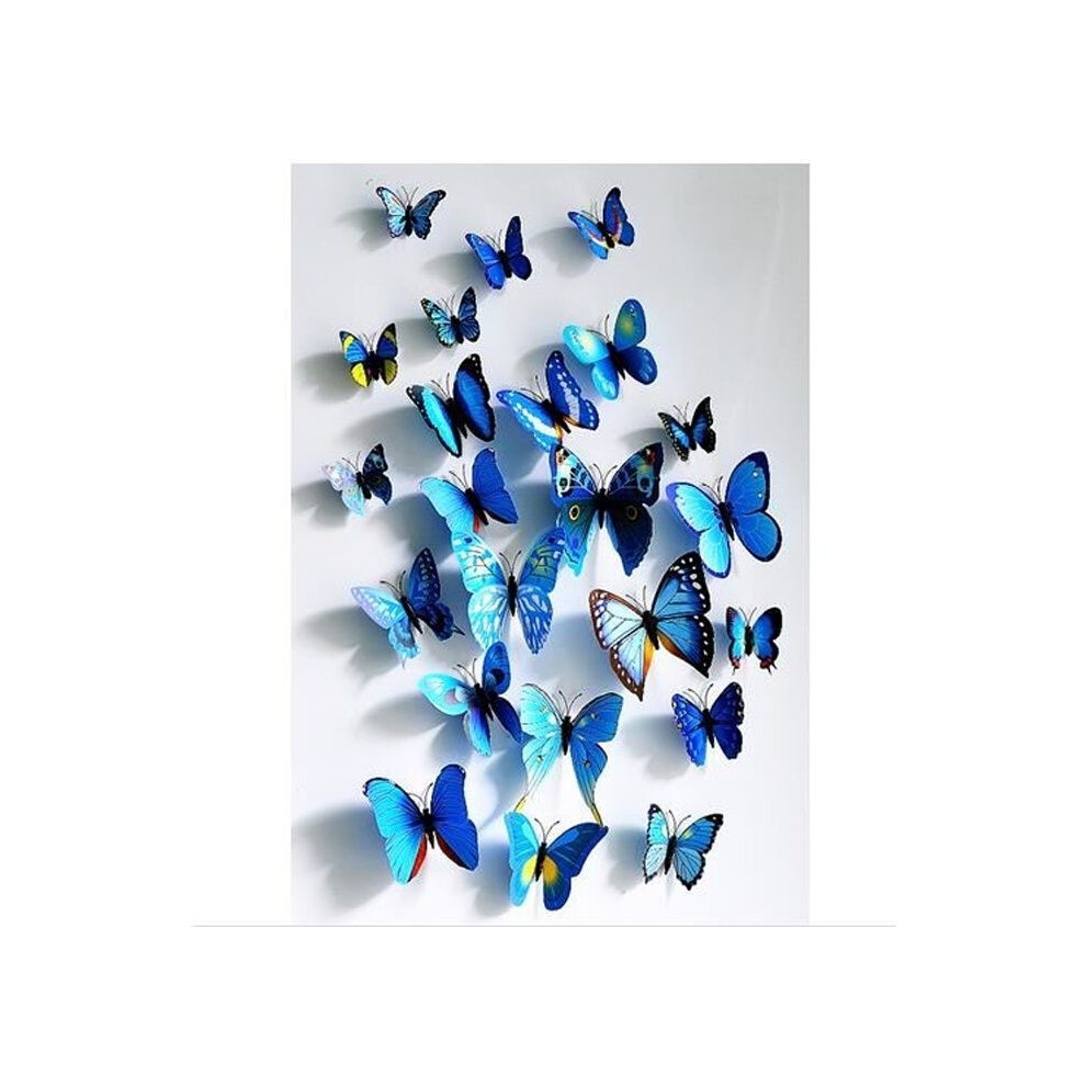 Aihontai Wall Stickers - 3D Butterflies - Blue - Set Of 12 - Elegant Decoration - For Children