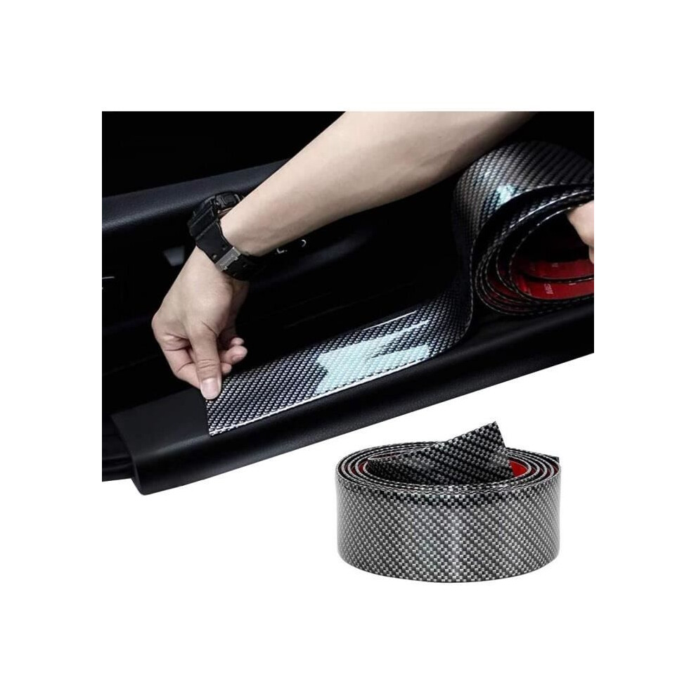 Car Door Sill Sticker, 2.5M Universal Carbon Fiber Car Protection Sticker, With Resistance 9149891711464