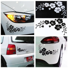 BLACK Flower Car Sticker, Waterproof Removable Vehicle Decoration, Scratch Cover
