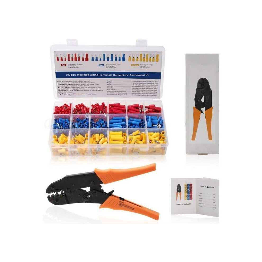 Changm Ratchet Crimping Tool With 700 Electrical Crimping Terminals For 0.5-1.5Mmâ²/1.5-2.5Mmâ²/4.0-6.0Mmâ² Cables 9149891725201