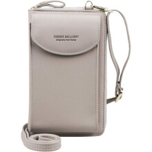 Petit sac bandoulière femme, portefeuille mobile avec emplacement pour carte de crédit Yolistar (gris)
