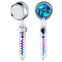 Pommeau de douche universel, pommeau de douche haute pression pour baignoire, pommeau de douche double turbo avec turbine à hélice - BLEU