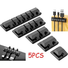 Attaches de câble - Non spécifiées - Clips de câble en silicone - Adhésif puissant - Lot de 5 - Noir
