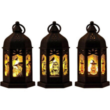 Lanternes d'Halloween en lot de 3, lanternes LED suspendues, lampes portables à piles, décoration pour fête d'Halloween