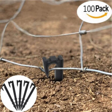 Piquets de fixation - Lot de 100 - PVC - Gris - Réutilisables et résistants aux UV