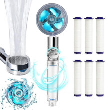 Pommeau de douche anticalcaire à économie d'eau, pivotant à 360 haute pression, 6 embouts en coton PP remplaçables