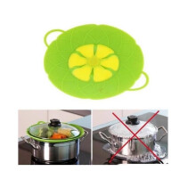 Couvercle de pot en silicone en forme de fleur, anti-inondation, 26 cm, vert