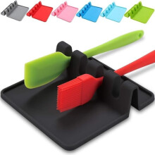Repose-cuillère - Cuisine - Silicone - Antidérapant - Résistant à la chaleur - Noir