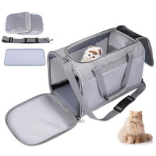 Sac de transport pour chats, chiens et autres animaux avec bandoulière réglable, cage de transport respirante et pliable - 45 x 30 x 30 cm