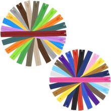 Lot de 100 fermetures éclair invisibles de 30 cm en nylon, assortiment de 25 couleurs pour la couture