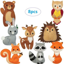 Kits de couture pour enfants, ensemble de 8 animaux de la forêt en feutrine, kit de loisirs créatifs et de couture pour enfants débutants