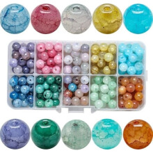 Perles de verre rondes - BIGILANTUH - 200 pièces - 8 mm - 10 couleurs - Articles décoratifs