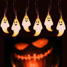 Guirlande lumineuse d'Halloween, 6 m, 40 LED fantômes, décoration pour fête d'Halloween