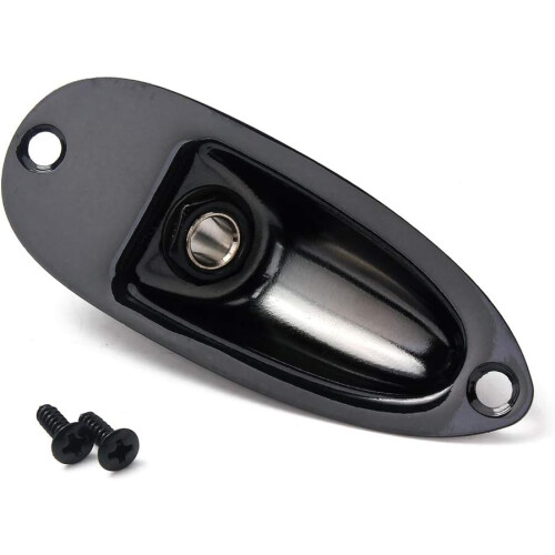 Boat Input Output Jack Plate Socket with Screws for Fender Strat Guitar Black 2