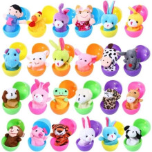 Œufs de Pâques avec marionnettes à doigts - Coffret de 24 marionnettes d'animaux, jouets et jolies poupées pour enfants