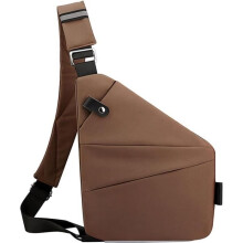 Sac bandoulière antivol en nylon imperméable pour hommes et femmes - Marron