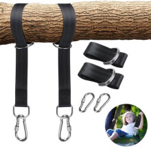 Ensemble de 2 sangles de suspension ultra-résistantes pour hamac, kit de fixation pour hamac d'arbre, 5 x 115 cm avec 2 crochets