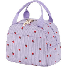 Sac à lunch isotherme - KCVV - 25 x 19 x 19 cm - Violet - Velours côtelé - 2 poches séparées