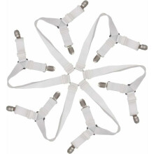 Sangles élastiques réglables à 6 points pour draps-housses - Attaches pour draps-housses pour matelas ronds et carrés (blanches)