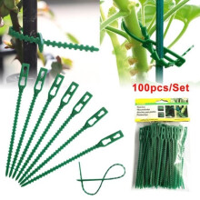 Lot de 100 attaches d'arbres réglables en plastique Fafeicy - Attaches de jardin flexibles pour soutenir les plantes roses