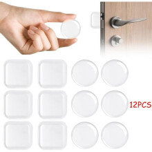 Butée de porte anti-collision - Carrée - Transparente - Fixation murale