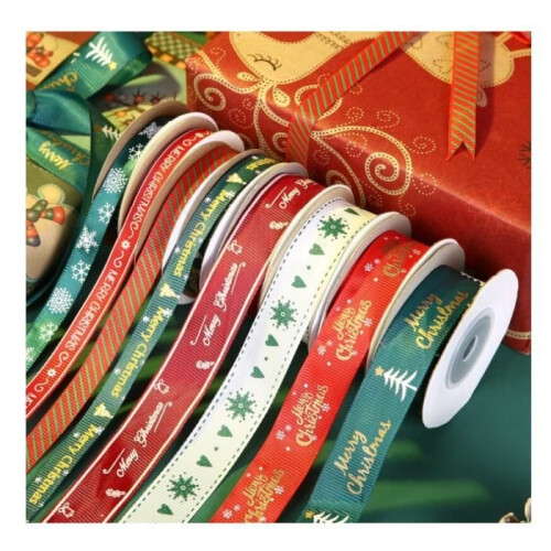 Rubans de Noël - Lot de 8 - Satin - 1 cm et 2 cm - Polyester - Décorations de Noël