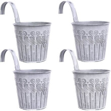 Lot de 4 pots de fleurs suspendus en métal - Pots de fleurs avec crochet style vintage