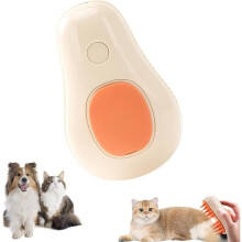 Brosse vapeur - 1 brosse 3 en 1 pour chat - Réduit la perte de poils - Massage relaxant - Couleur beige