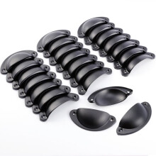 Lot de 24 poignées de meuble - Style coquillage rétro - Noir - Modèle Antik - 82 mm