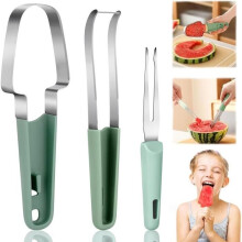 Coupe-pastèque, trancheuse à fruits 3 en 1 en acier inoxydable, outils de coupe empilables pour pastèque, 1 pièce