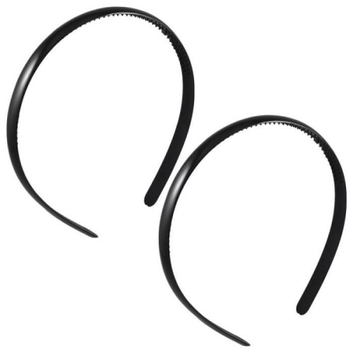 Bandeau en plastique - 2 pièces - Noir - Double rangée de dents