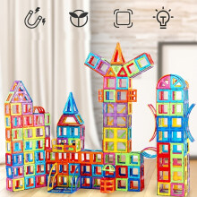 50 magnetische bouwblokken: grote en kleine formaten - DIY magnetisch speelgoed voor kinderen - Designer bouwset cadeau voor kinderen!