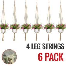 Makramee-Pflanzenampel – Vintage – 6-teilig – Hanfseil – 105 cm hoch – Elegantes Design