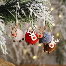 Set mit 12 Rehkitz-Weihnachtsanhängern aus Naturfilz – AQSACOKIYA – Hängender Weihnachtsbaumschmuck