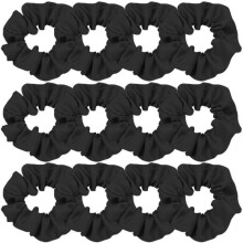 Set mit 12 elastischen Haargummis aus Satin für Kinder und Erwachsene (schwarz) [495]