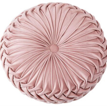Almofada Decorativa Redonda de Veludo Rosa 38 x 38 cm para Sofá, Cama, Cadeira e Chão, Estilo Abóbora