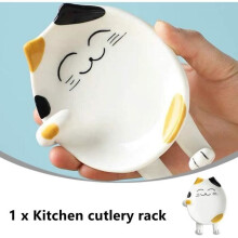 Löffelablage, Keramik-Küchenlöffelhalter, Tier-Porzellan-Besteckhalter, Katze, für Essstäbchen, Pfannenwender, Geschenk, Hotel