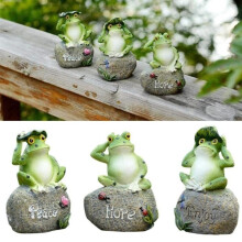 PCS Gartenfrosch-Statue Dekoration, Frösche sitzen auf Steinskulpturen, für drinnen und draußen, Kleben@Z9749