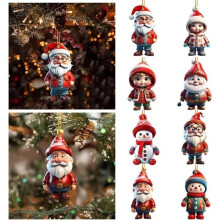 Set mit 8 Weihnachtsanhängern - AQSACOKIYA - 2D-Weihnachtsanhänger - Weihnachtsbaumschmuck