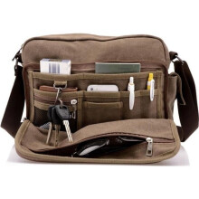 Schultertasche – YOSICL – Canvas – Braun – 30 x 24 x 10 cm