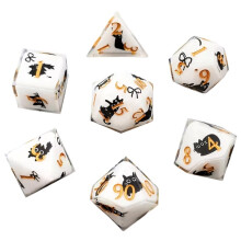 Kawaii DND Dice Set - 7-Piece Cute Cat Sticker Polyhedral Dice for D&D 5E, Critical Roll & Anime RPG Fans